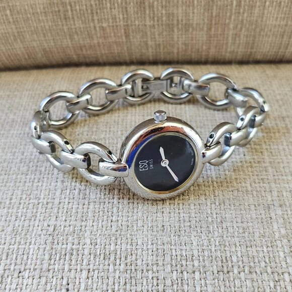 ESQ by Movado Swiss Women Wristwatch Black Face Silver Tone Analog Watch - Picture 8 of 15